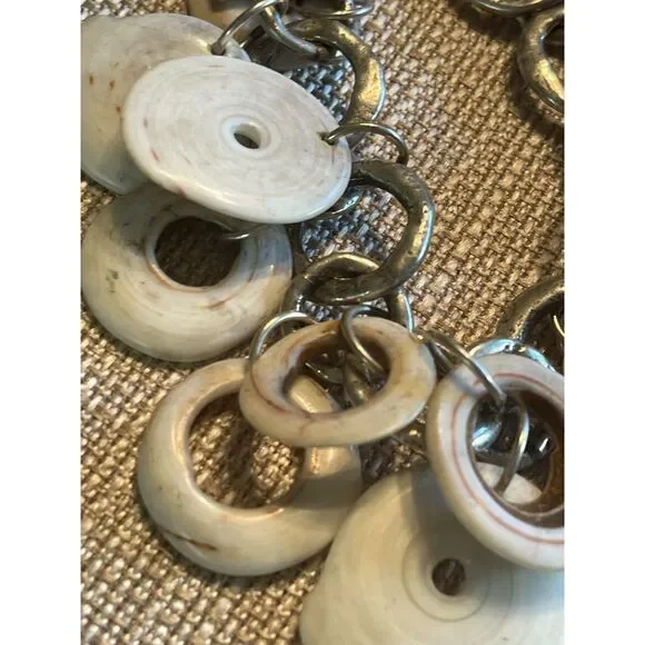 Sterling 925 & Kualia Large Hole Shell Bracelet from Papau New Guinea ~AMAZING